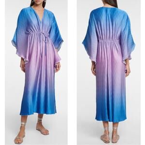 Jonathan Simkhai Blue to Lilac Ombre Pleated Maxi Dress
